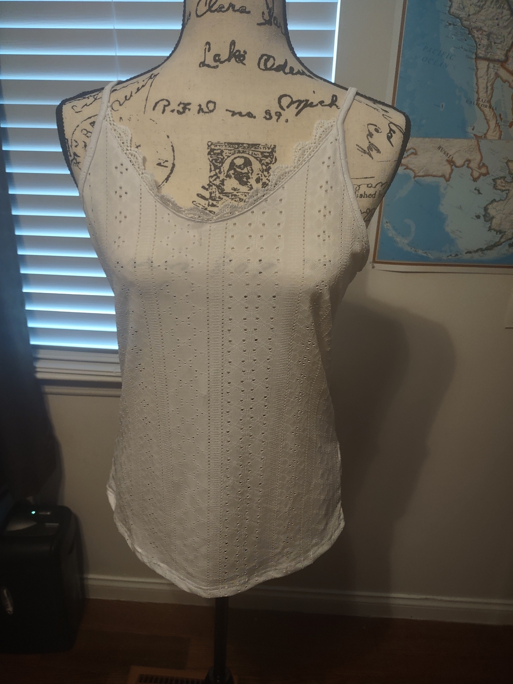 SHEIN White Eyelet Lace-Trim Camisole